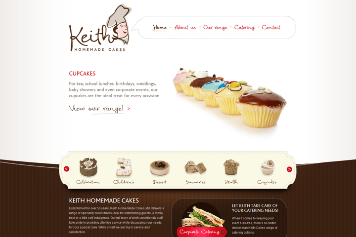 Keith Homemade Cakes website preview